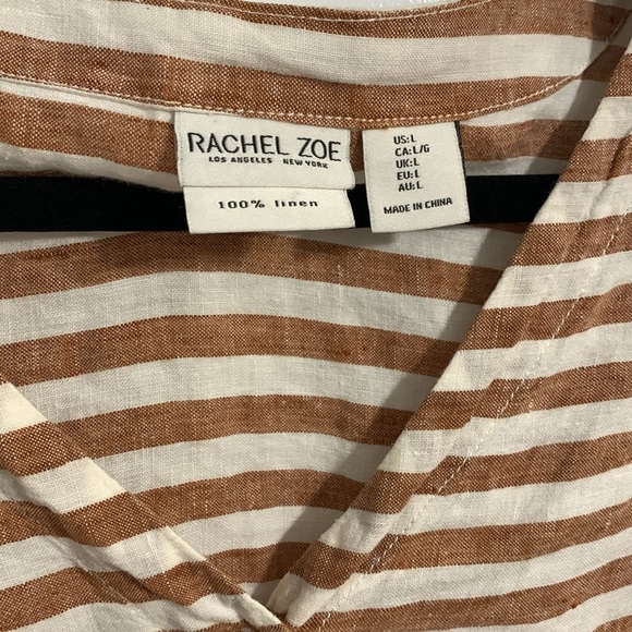 Rachel Zoe 100% linen striped button up blouse - Picture 4 of 7